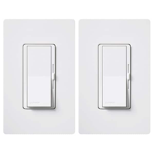 Lutron Diva LED+ Dimmer Switch w/Wallplate for Dimmable LED Bulbs, 150-Watt/Single-Pole or 3-Way, White (DVWCL-2PK-WH) (2-Pack)