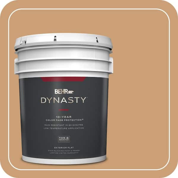 BEHR DYNASTY 5 gal. #ICC-62 Pumpkin Butter Flat Exterior Stain-Blocking Paint & Primer
