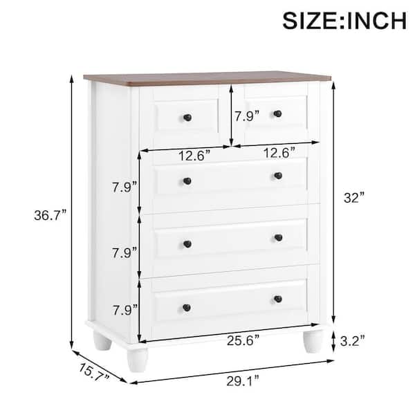 Unbranded Ivory White 5 Drawers 29.1 in. Wide Chest of Drawers 5 Drawers  Dresser with Deep Space Wood Tall Storage Drawers Cabinet XSP307950-1157