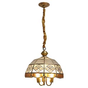 60-Watt 3-Light Gold Modern Pendant Light with Glass Shade and Adjustable Height for Dining Areas, No Bulbs Included