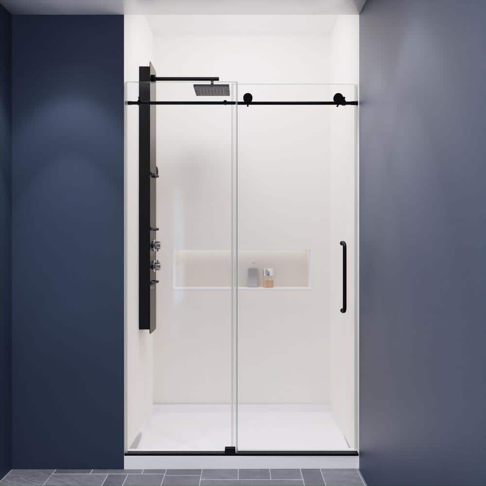 Grove Series 63 in. x 78.74 in. H Hinged Semi-Frameless Shower Door in Chro