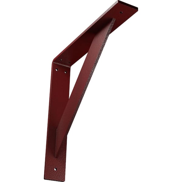 Ekena Millwork 2 in. x 12 in. x 12 in. Steel Hammered Bright Red Traditional Bracket