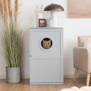 2-Tier Litter Hidden Cat House with Anti-Toppling Device in Gray