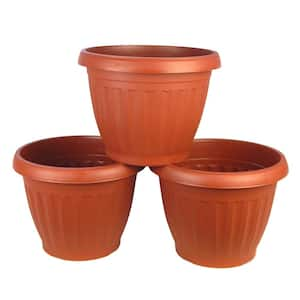 Medium 11 in. Plastic Terra Cotta Colored Planter (3 Pack)