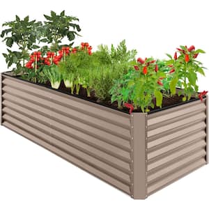 8 ft. x 4 ft. x 2 ft. Taupe Outdoor Steel Raised Garden Bed, Planter Box for Vegetables, Flowers, Herbs