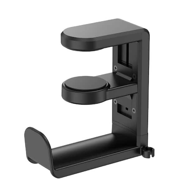 OBJLGEV Rotating Headphone Stand Adjustable Clamp-on Holder with 360° Swivel Cable Organizer Black