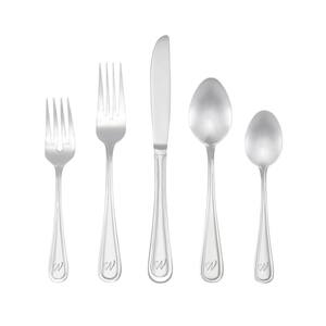 Marina Monogrammed Letter W 46-Piece Silver Stainless Steel Flatware Set (Service for 8)