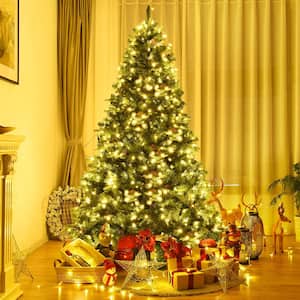 7.5 ft. Pre-Lit Artificial Christmas Tree Hinged with 540 LED Lights and Pine Cones