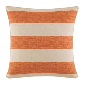 Palmiers Orange Striped Cotton 18 in. x 18 in. Throw Pillow