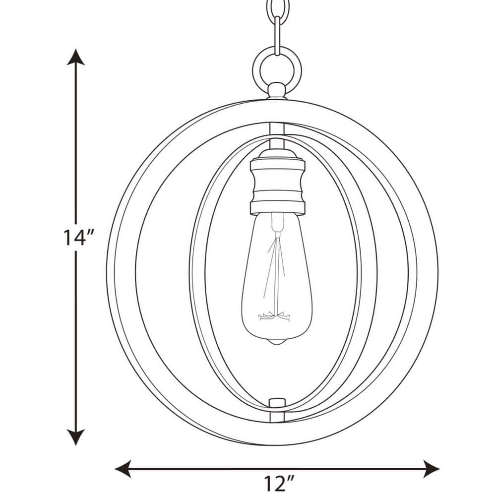 Graphite and Galvanized Steel Mini Pendant Light with Armillary Frame