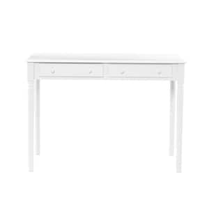 Amelia 42.75 in. Rectangular White Wood 2-Drawer Desk with Drawers