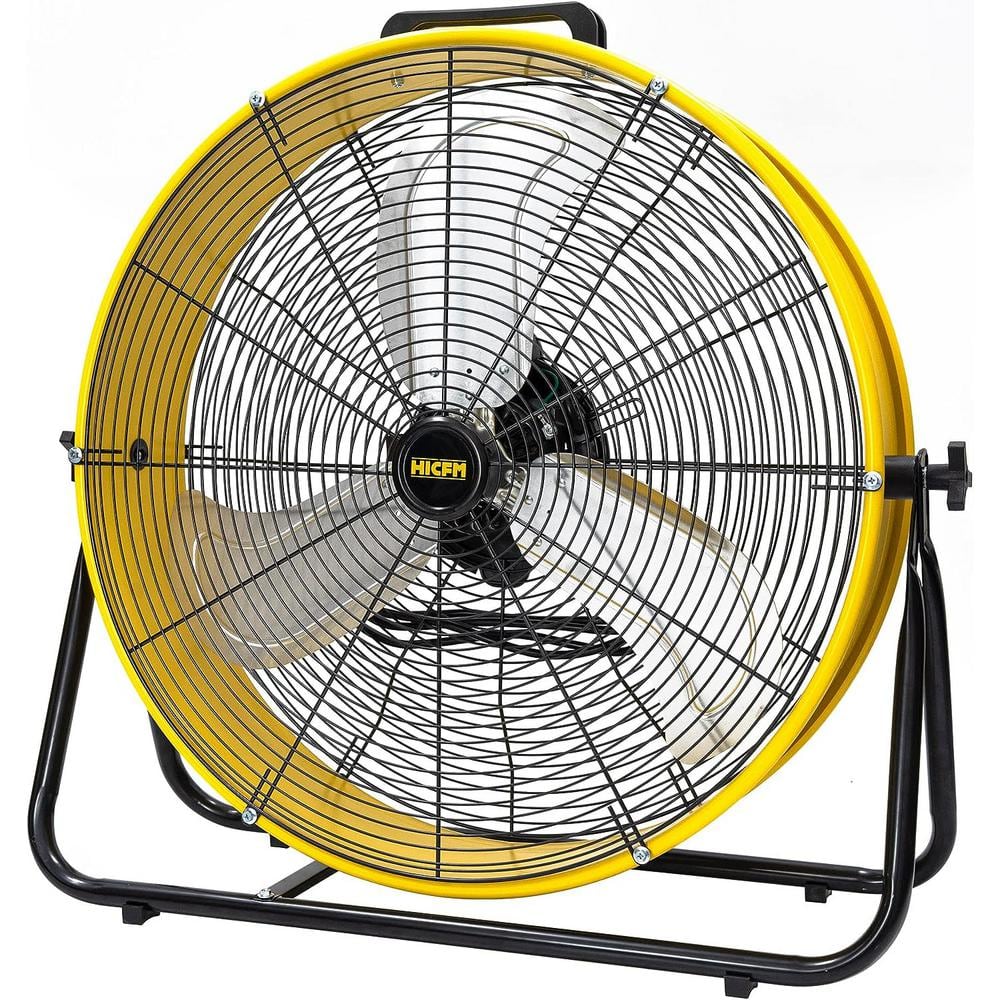 WOCK HiCFM 24 in. Yellow 8300 CFM High Velocity Industrial Drum Fan, 3-Speed Heavy Duty Metal Fan for Warehouse, Garage
