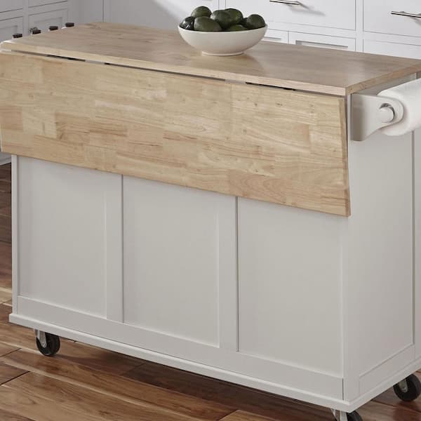 Home Styles 451195 Liberty Kitchen Cart with Wood Top White Kitchen