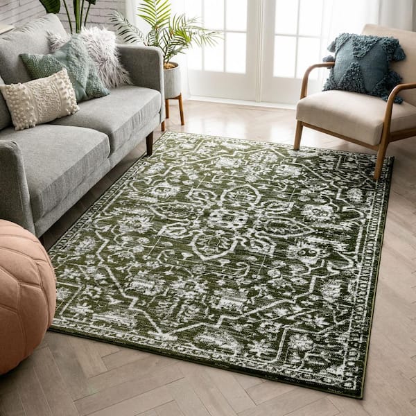  TANVILL Area Rug 2x3 Oriental Medallion Distressed