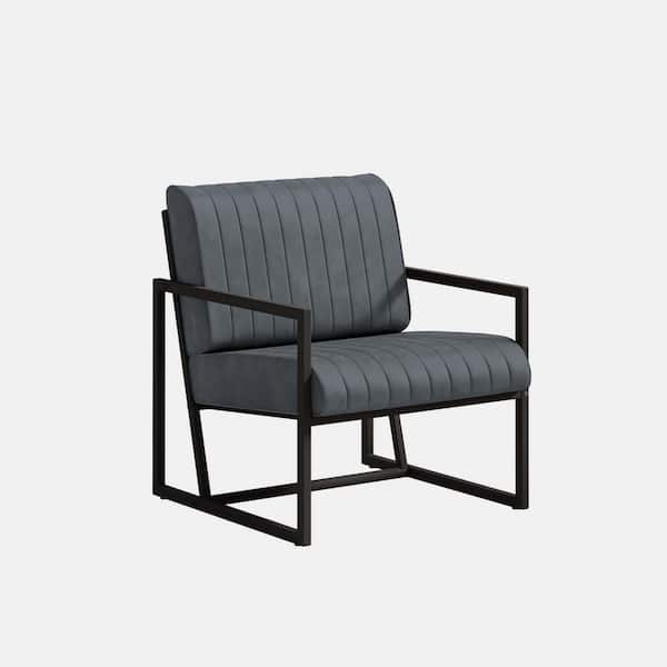 wetiny Grey PU Leather Arm Chair