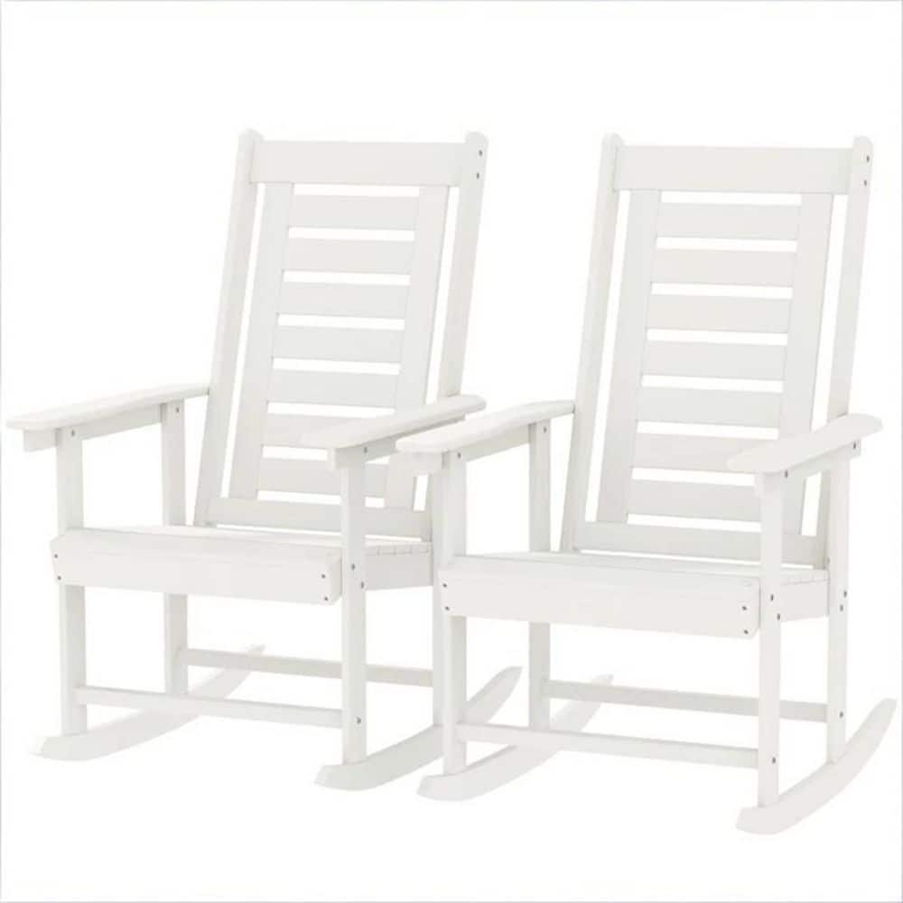 White HDPE Rocking Outdoor Dining Chair in White Set of 2 price history on PriceWatchPro