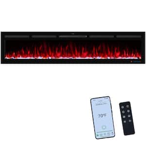 80 in. WiFi Electric Fireplace Inserts Wall Mounted Fireplace Heater with 13 Flame Colors Thermostat Timer App Control