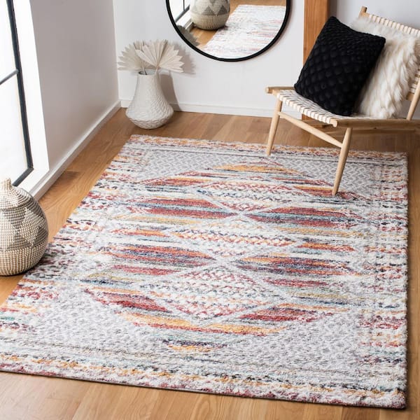 Calista 8 ft. x 10 ft. Ivory/Rust Geometric Border Area Rug