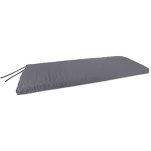 Sunbrella 48 in. x 18 in. Canvas Charcoal Grey Solid Rectangular Knife Edge Outdoor Settee Swing Bench Cushion with Ties