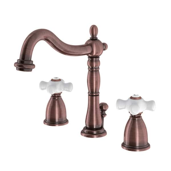 Kingston Brass Heritage 8 in. Widespread 2-Handle Bathroom Faucet in Antique Copper