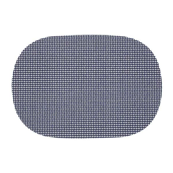Fishnet 17 in. x 12 in. Navy PVC Covered Jute Oval Placemat (Set of 6)