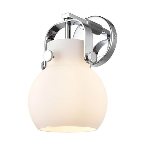 Innovations Pilaster II Sphere 6.5 in. 1-Light Polished Chrome Wall Sconce with Glass Shade