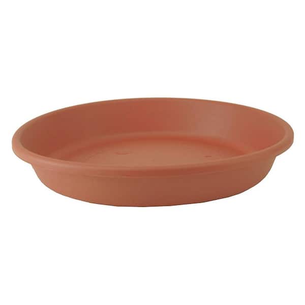 THE HC COMPANIES Classic 12 in. Clay Plastic Round Plant Flower Pot Tray Saucer
