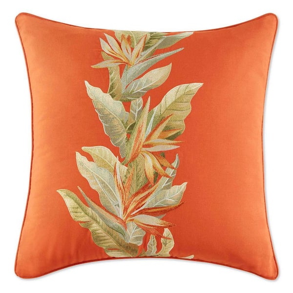 Birds of Paradise Red 20 in. x 20 in. Cotton Decorative Pillow
