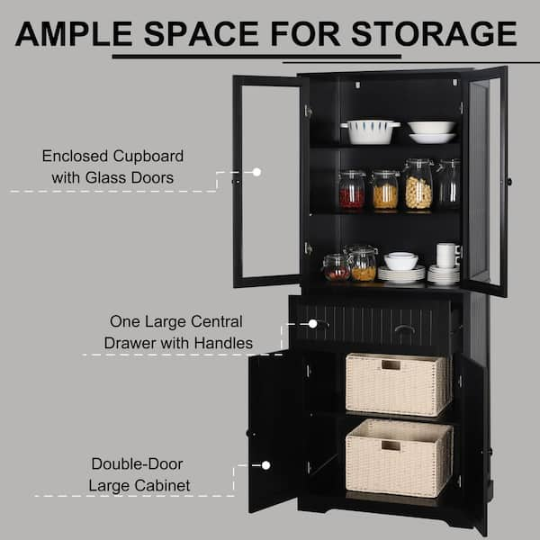 45'' Kitchen Pantry Cabinet,Storage Cabinet with Doors and Adjustable  Shelves,Fo