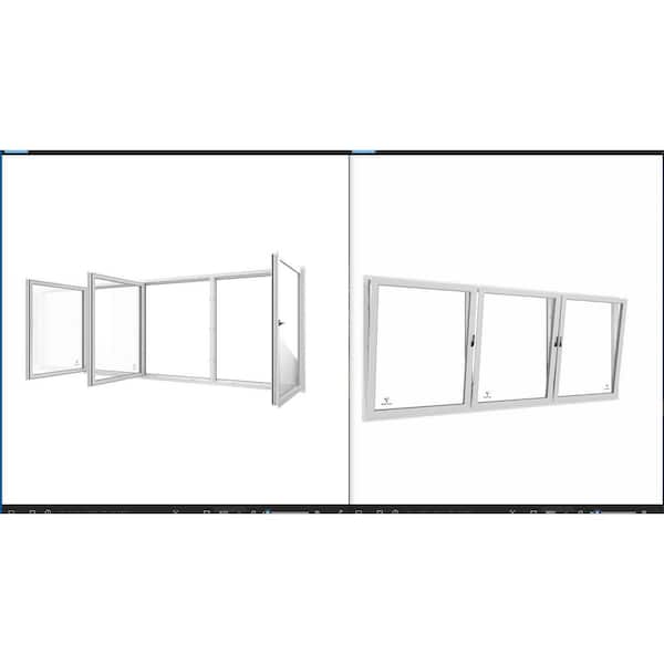 Unbranded 72 in X 48 in LowE-Triple Pane Vinyl Triple Sash Replacement/New Construction Tilt and Turn Window White/White