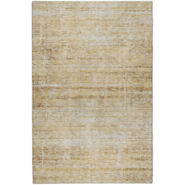 Dream Shag Premium Machine Washable Abstract ADS747 Gold 9 ft. x 12 ft. Area Rug