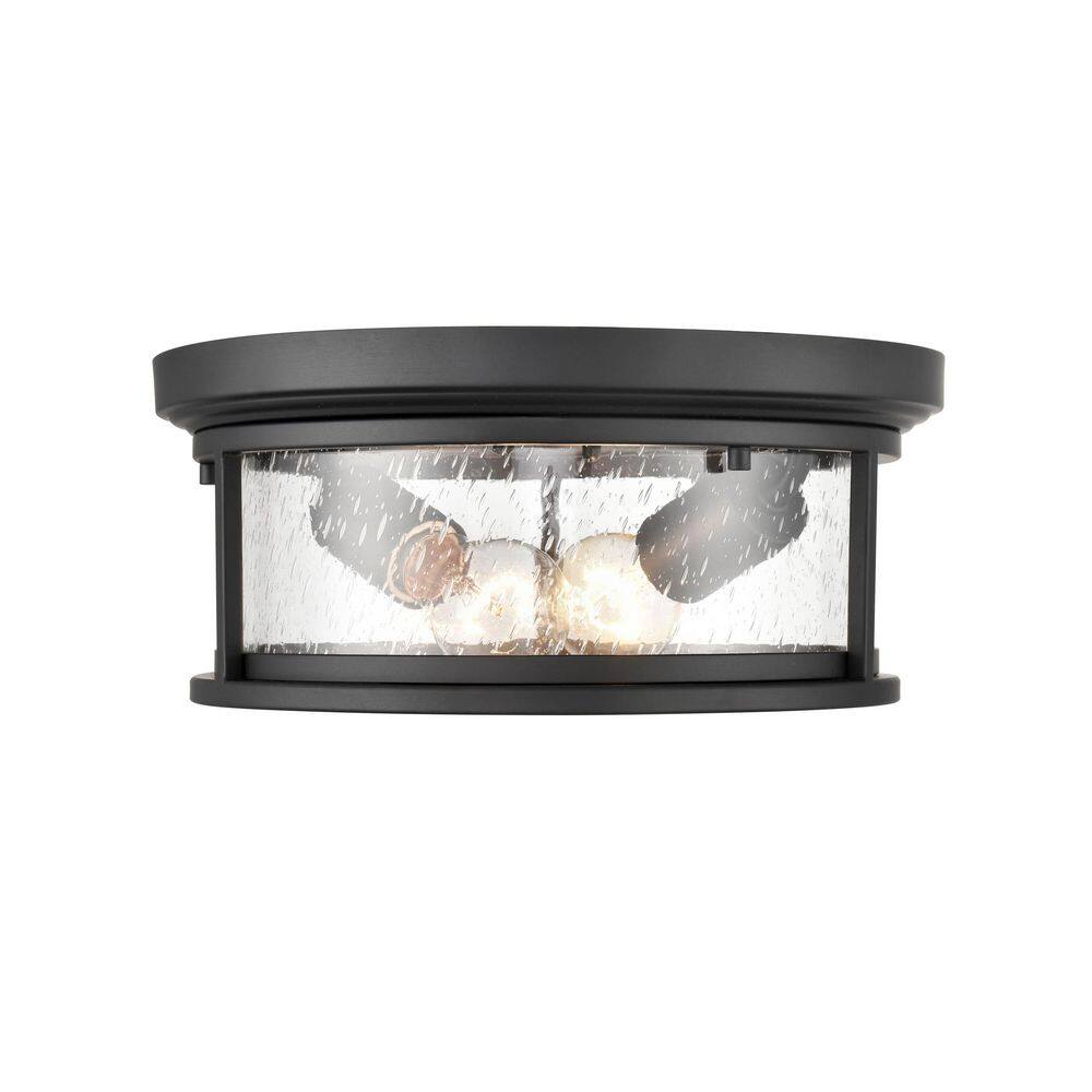 Bresley 12" Black Glass 2-Light Flush Mount