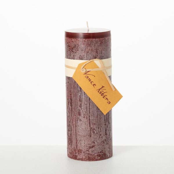Vance Kitira 9 in. Merlot Timber Pillar Candle