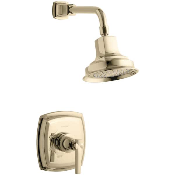 Margaux Lever 1-Handle 1-Spray 6.5 in. Single Wall Mount Shower Trim Kit in Vibrant French Gold (Valve Not Included)