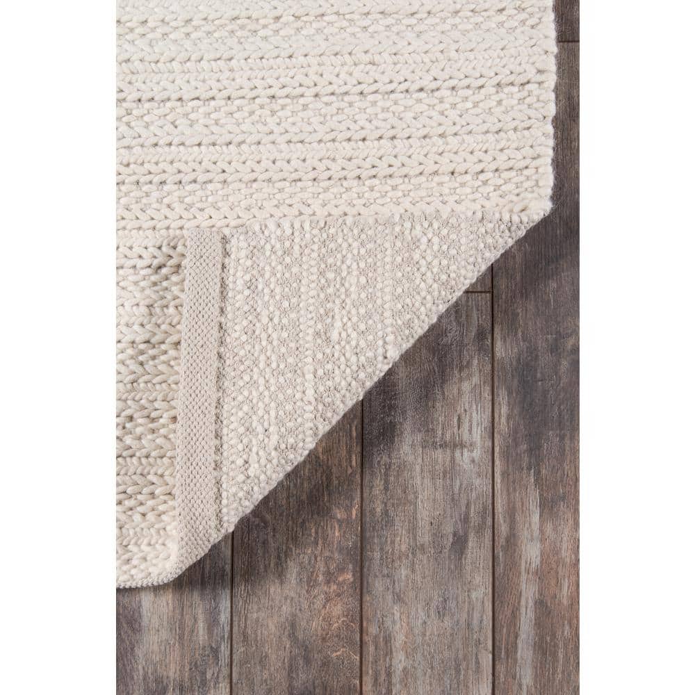 Ivory Hand-Woven Wool Rectangular Area Rug 8'9" x 11'9"