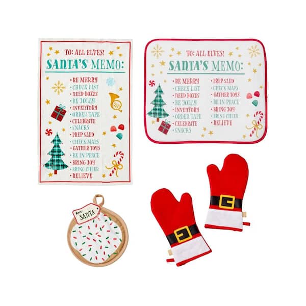 Lenox Santas Coming 5‑Piece Kitchen Gift Set, Multicolor - 8"W x 12.5"L