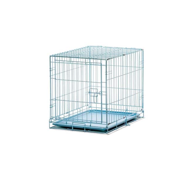 Carlson Secure and Foldable Single Door Wire Dog Crate, Blue - Small