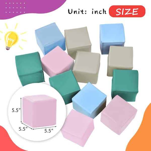 Multi-Color Toddler Foam Block Playset, Soft Stacking Play Module Blocks Big Foam Shapes for Babies and Kids Building, Multicolor