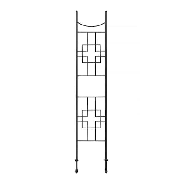 Achla Designs 96.5 in.H Graphite Powdercoat Finish Wrought Iron Outdoor Square-on-Squares Slim Trellis, Garden Accent