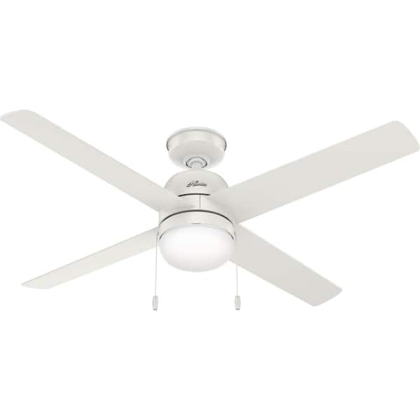 Hunter Orsini 52 In Led Indoor Outdoor Fresh White Ceiling Fan With Light Kit 50296 The Home Depot - Hunter Ceiling Fan Light Flickers Off