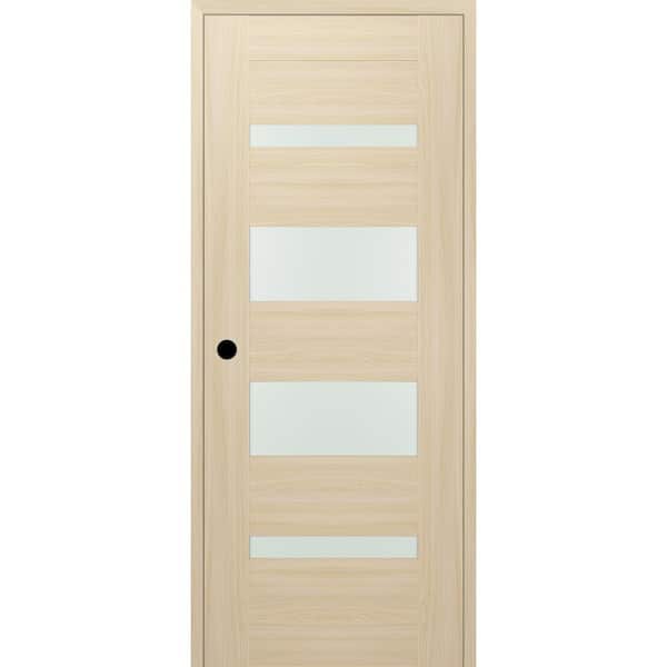 Belldinni Vona 07-01 18 in. x 80 in. Right-Hand 4-Lite Frosted Glass Loire Ash Composite Wood Single Prehung Interior Door