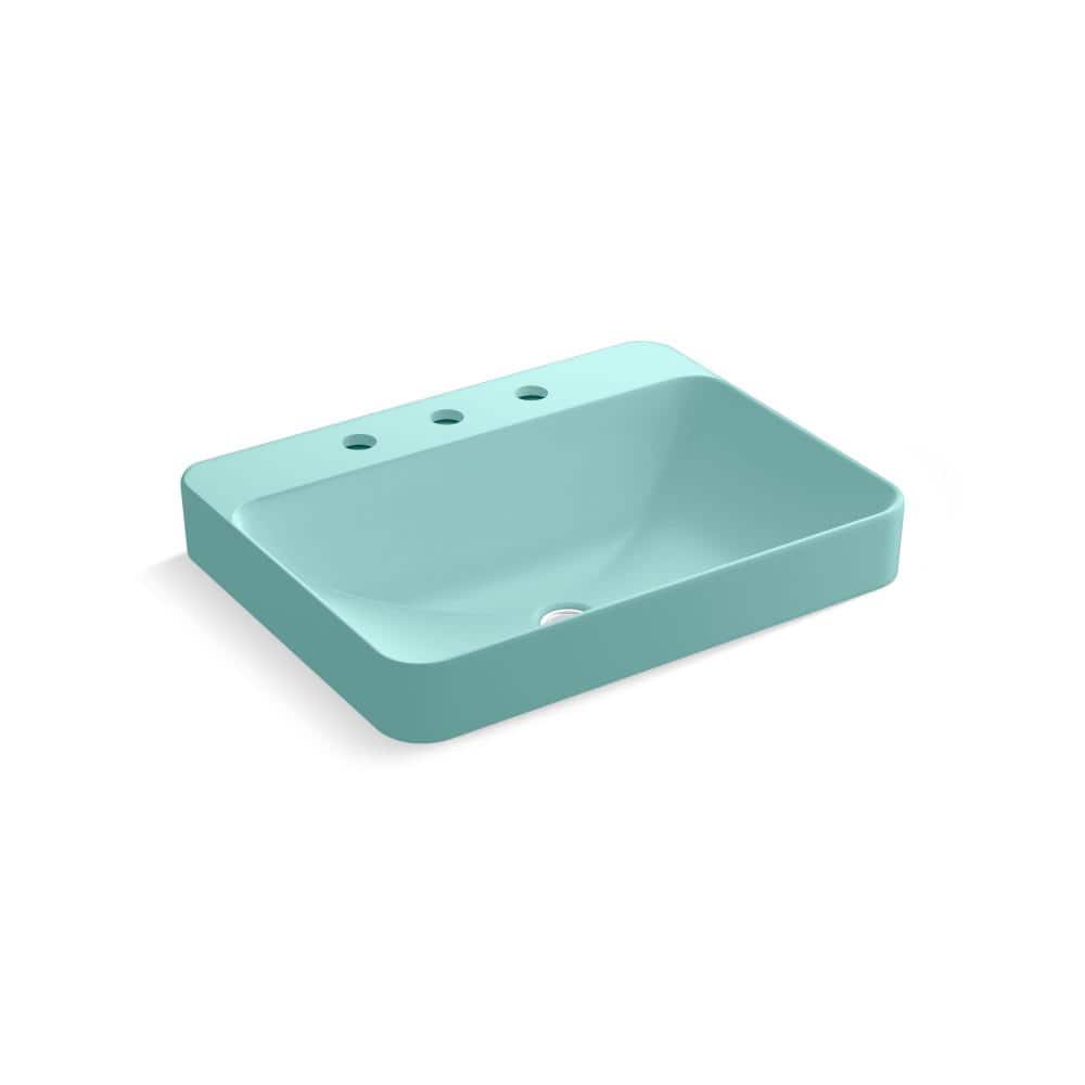 Spring Green Ceramic Rectangular Vessel Bathroom Sink