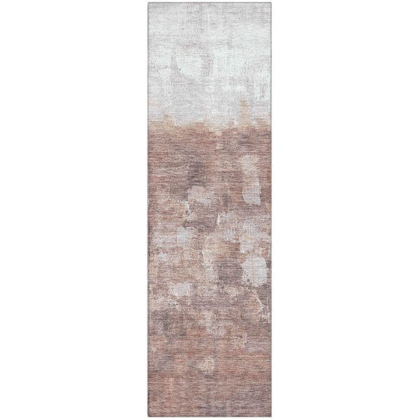 Mayfield Premium Machine Washable Abstract AMF2119 Paprika 2 ft. x 7 ft. Runner Rug