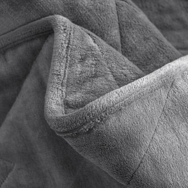 HomeRoots Gray Solid Velvet 72 in. x 48 in. 12 lbs. Weighted Blanket