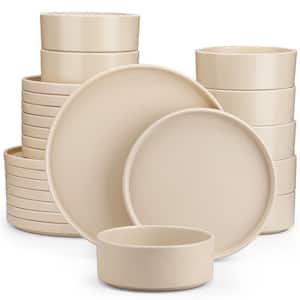 24-Piece Modern Beige Stoneware Dinnerware Set Service for 8