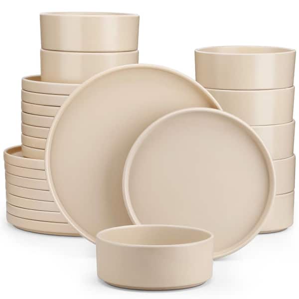 vancasso 24-Piece Modern Beige Stoneware Dinnerware Set Service for 8