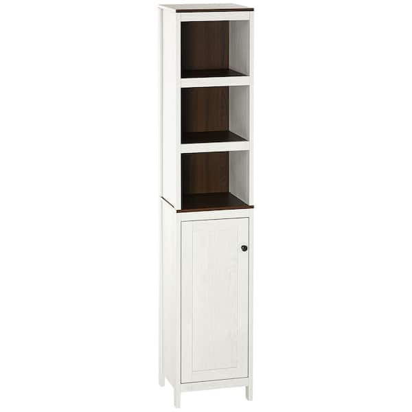 Kleankin Tall Linen Cabinet Organizer Bathroom Storage Cabinet W