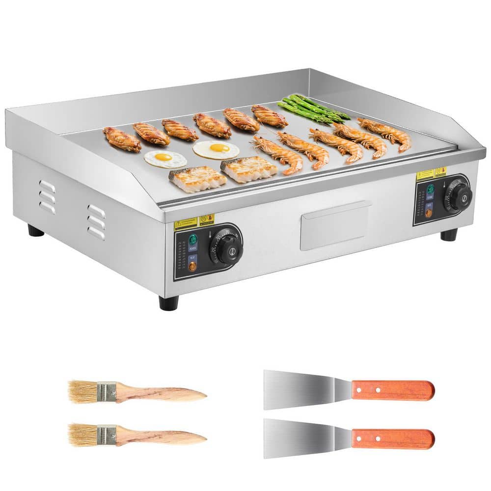 Commercial Electric Griddle, 28.54 x 15.75 in., 2800W, 122-570Â°F Adjustable Temp Control, 551.99 sq. in. Silver