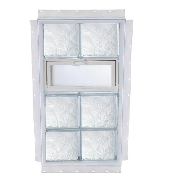 TAFCO WINDOWS 16 in. x 24 in. NailUp Vented Ice Pattern Glass Block Window