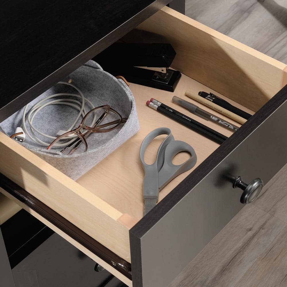 Estate Black L-Shaped Executive Desk with File Drawer